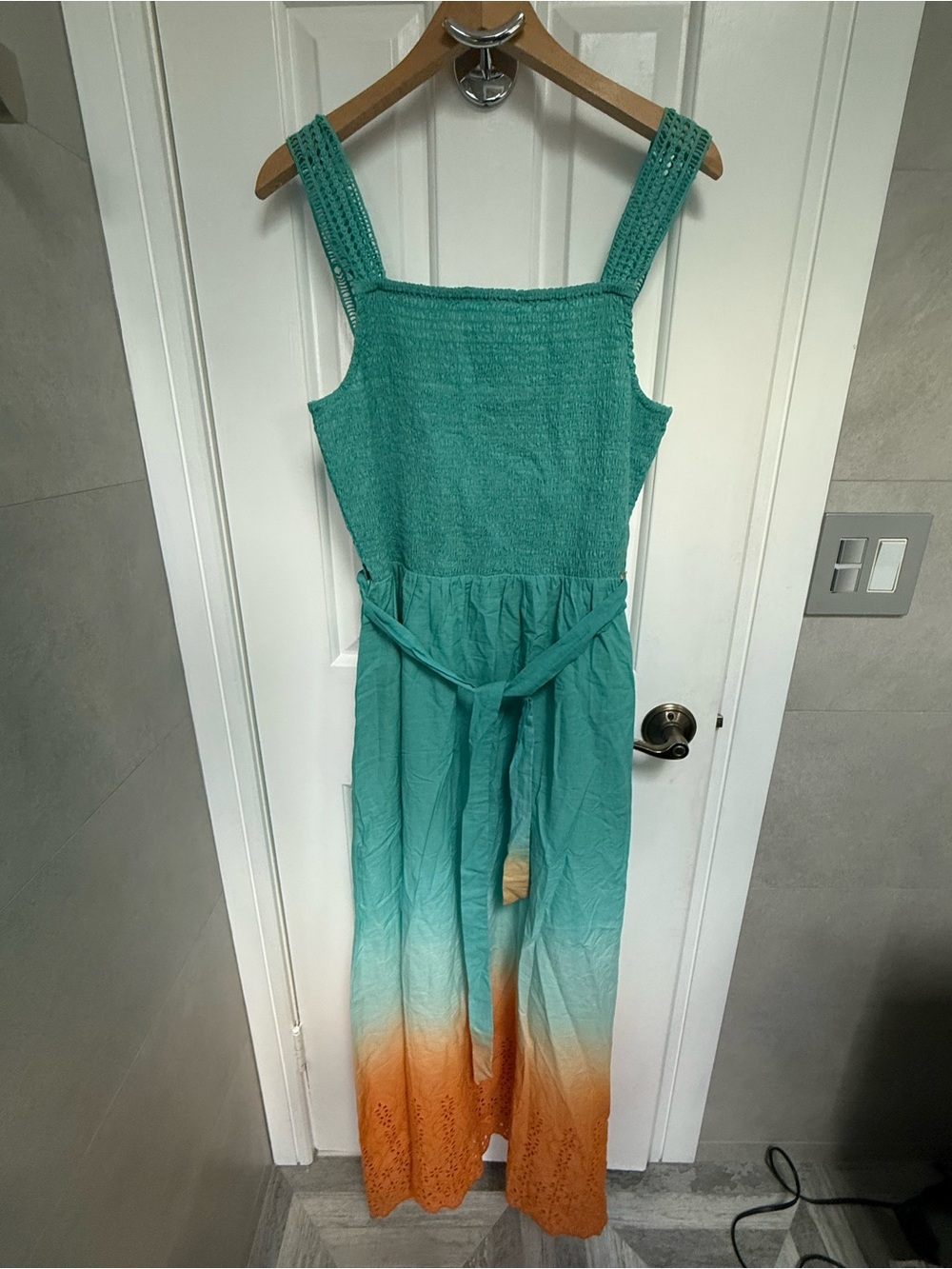 Women’s Ombre Teal to Orange Maxi summer dress